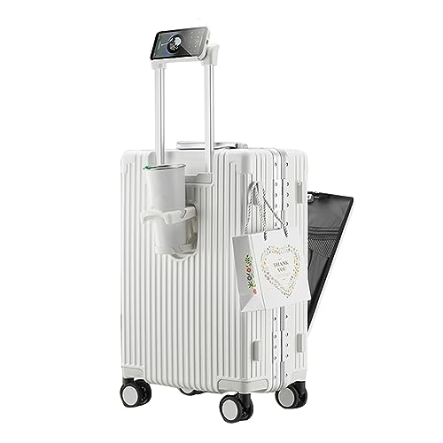 feilario 20in Aluminium Frame Hardside Expandable Spinner Wheel Luggage, Built-In TSA lock Carry on Suitcase, with Cup Holder & USB Port & Phone Holder