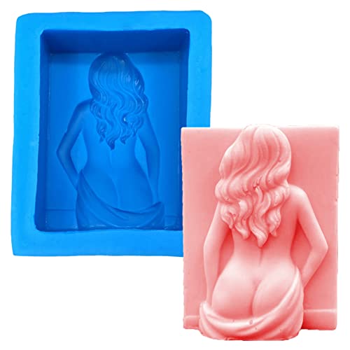 ONNPNN Sexy Lady Soap Mold, Naked Girl Statue Candle Mould, Human Body Silicone Mold, Nude Women Resin Clay Mold, Back Body Ornament Molds for DIY Artcraft Gift Home Decoration, Random Color