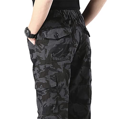 Men's Cotton Cargo Pants Military Combat Overalls Straight Multi-Pocket Baggy Long Trousers