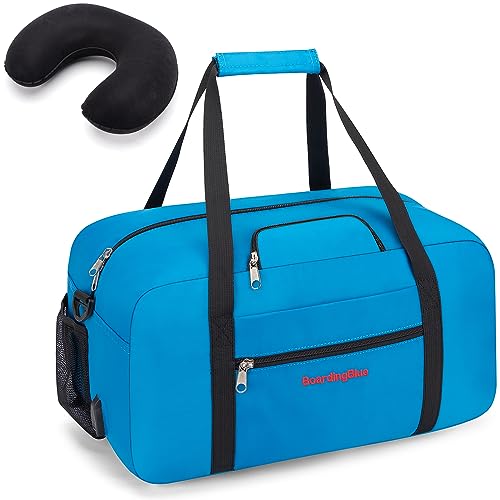 17x10x9 United Airline Personal Item Under Seat Duffel Bag With Free Pillow And USB Port (Royal Blue)