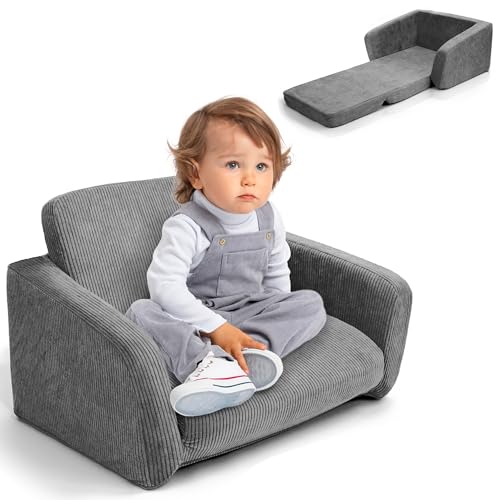 ZICOTO Comfy Kids Chair for Toddler - Convertible 2 in 1 Lounger Easily Unfolds Into a Super Soft Couch to Sleep On - Modern Fold Out Sofa for Babies Fits Nicely with Any Decor