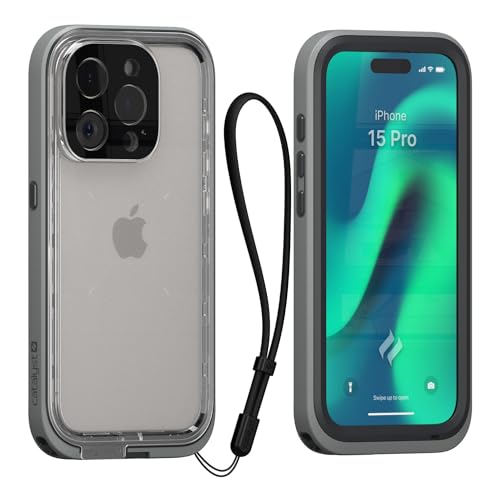 Catalyst Total Protection Case for iPhone 15 Pro - 5X More Waterproof iPhone Case, Highly Responsive Screen and Face id, Survives up to 65% Higher Drops Gray