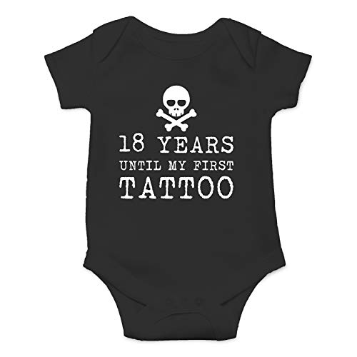 18 Years Until My First Tattoo Funny Cute Novelty Infant Creeper, One-Piece Baby Bodysuit (Black, 12 Months)