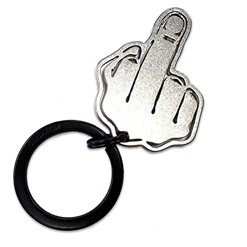 SQUATCH METALWORKS Da Bird Middle Finger Flip-Off Keychain/Charm, Keyring Gift, Stainless-Steel, Made in USA