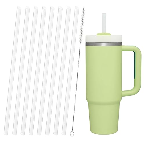 Replacement Straw Compatible with Stanley 40 oz 30 oz Cup Tumbler, 8 Pack Reusable Straws for Stanley 40 oz Tumbler with Handle, Straws with Cleaning Brush for Stanley Accessories, Plastic, Clear
