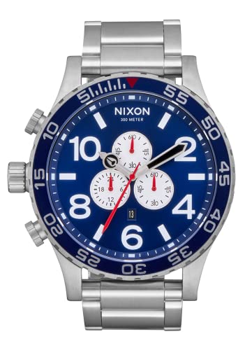 NIXON 51-30 Chrono A083 - Navy Sunray/Silver - 300m Water Resistant Men's Analog Fashion Watch (51mm Watch Face, 25mm Stainless Steel Band)