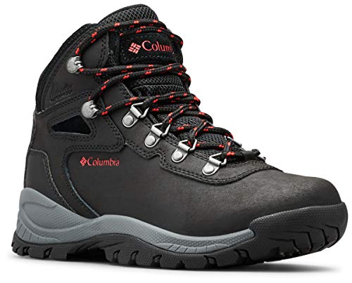 Columbia womens Newton Ridge Plus Waterproof Hiking Boot, Black/Poppy Red, 9 US