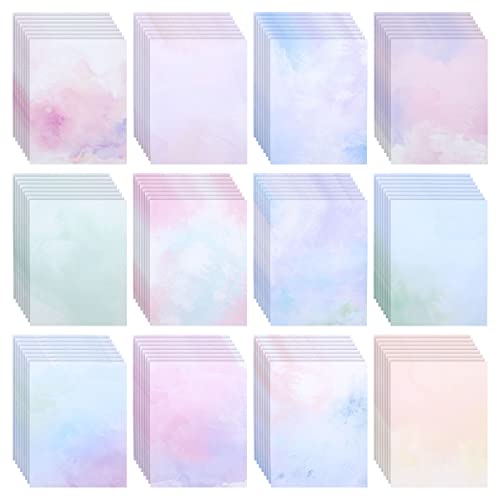 Paper Junkie 96 Sheets Decorative Watercolored Printer Paper 8.5 x 11 in - Letter Size Double Sided Pastel Stationery Cardstock for Scrapbook