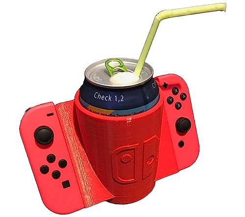 JoyCon Drink Holder Grip For Nintendo Switch, Perfect for Gaming and Long Play Sessions, Holds Can or Cup, Unique Accessory and White Elephant Gift, Custom 3D Printed (Frosted Glass Clear)