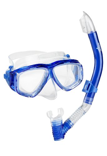 Speedo Unisex-Adult Swim Snorkel Dive Mask Anti-Fog with Nose Cover Adventure Series, MS Blue, One Size