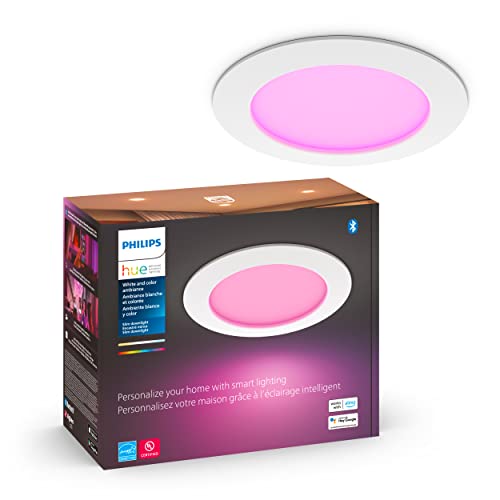 Philips Hue Smart Slim 6 Inch LED Downlight - White and Color Ambiance Color-Changing Light - 1 Pack - 1200LM - Indoor - Control with Hue App - Works with Alexa Google Assistant and Apple Homekit