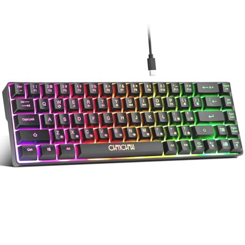 CHONCHOW Mini RGB 60% Gaming Keyboard, 68 Keys Small Compact USB Wired Rainbow Light Up Backlit Gaming Keyboard for Xbox PS4 PS5 PC Laptop Gamer