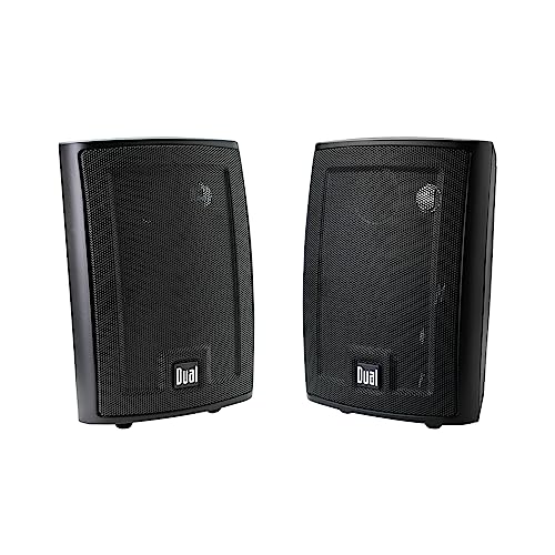 Dual Electronics LU43PB 3-Way High Performance Outdoor Indoor Speakers with Powerful Bass | Effortless Mounting Swivel Brackets | All Weather Resistance | Expansive Stereo Sound Coverage | Sold in Pairs, Black