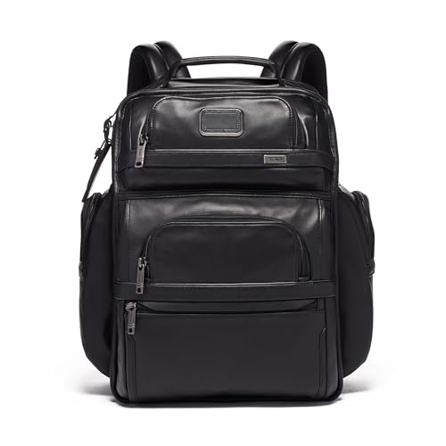 TUMI - Alpha 3 Leather Brief Pack - 15 Inch Computer Backpack for Men and Women - Black