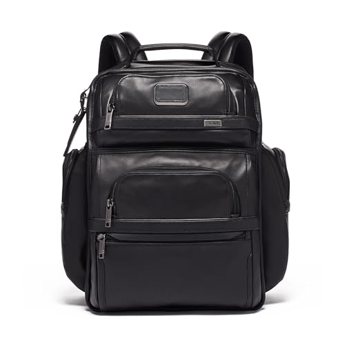 TUMI - Alpha Brief Pack - 15' Laptop Backpack with Padded Adjustable Straps - Stores Laptop, Tablet, Toiletries, Snacks, Ipad - Black Leather