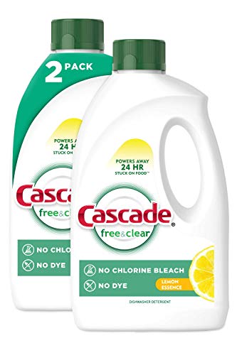 Cascade Free & Clear Gel Dishwasher Detergent Liquid Gel, Lemon Essence, 60 Fl Oz (Pack of 2)