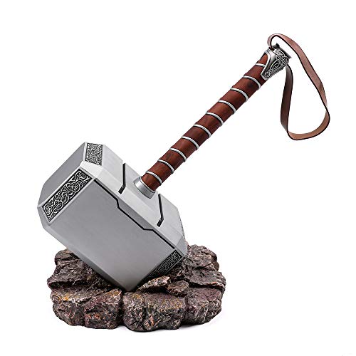 Mastergoswords Thor Mjolnir Hammer Collectible 1:1 Replica Cosplay Costume Prop Toy (Metal-with Standing Base)
