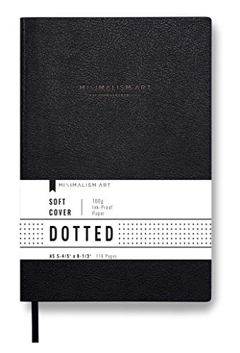 Minimalism Art, Classic Soft Cover Notebook Journal, Medium Size, A5 5.8' x 8.3', 176 Pages, Premium Thick Paper 100gsm, Fine PU Leather, Ribbon Bookmark, San Francisco (Dotted, Black)