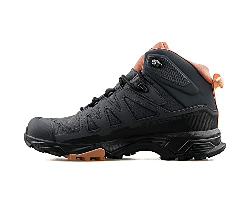 Salomon X Ultra 4 MID Gore-TEX Hiking Boots for Women, Ebony/Mocha Mousse/Almond Cream, 10