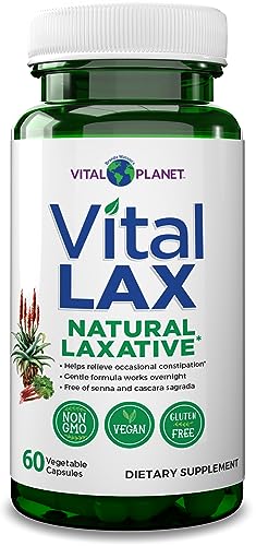 Vital Planet - Vital Lax Natural Laxative Colon Cleanse Supplement for Occasional Constipation, with Magnesium Hydroxide, Slippery Elm, and Aloe Vera to Support Bowel Regularity 60 Capsules