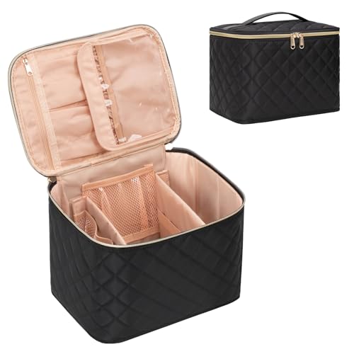 OCHEAL Makeup Bag, Large Travel Cosmetic Bags for Women Washable Make Up Bag Organizer Train Case -Large,Black