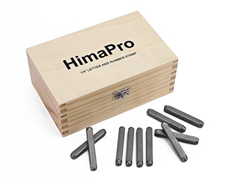 HimaPro Letter and Number Stamp Set 36pcs 40Cr Alloy Steel Metal Stamp Number & Letter Punch Set in a Wooden case (6mm 1/4 Inch)