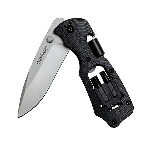 Kershaw Select Fire Multi-Function Pocket Knife, 4-piece Bit Set and Driver, 3.4' 8Cr13MoV Steel Blade, Manual Washer Folding EDC,Black