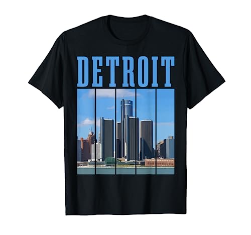 Detroit Skyline 313 Michigan Vintage Pride T-Shirt
