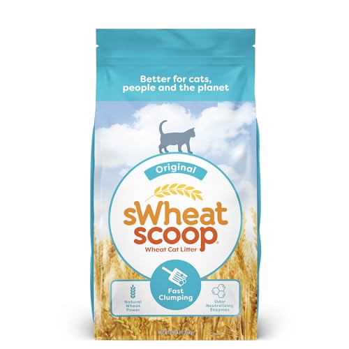 sWheat Scoop Natural Wheat Cat Litter, Original, Fast Clumping with Odor Neutralizing Enzymes, 25 Pound Bag