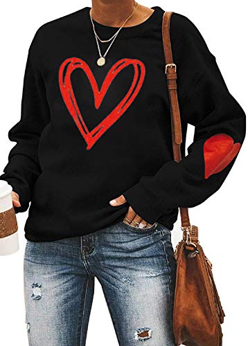 ATACT Love Heart Shirt Valentines Day Plus Size Pullover Women Long Sleeve Tops Sweatshirts