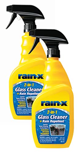 Rain-X 5071268-2 2-in-1 Glass Cleaner and Rain Repellant, 23 oz. (Pack of 2) - Provides a Streak-Free Clean for Automotive Glass While Preventing Sleet, Snow, Ice, and Road Spray Build Up