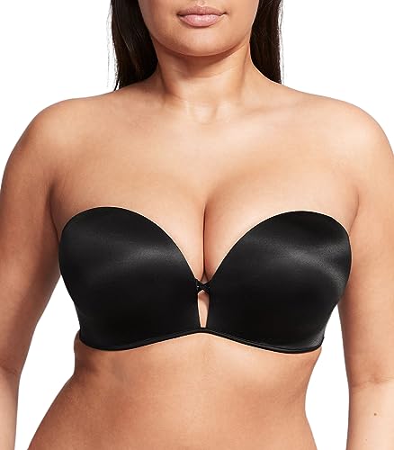 Victoria's Secret Bombshell Strapless Push Up Bra, Add 2 Cups, Plunge Bra, Padded Bra Adjustable Straps, Strapless Push Up Bras for Women, Very Sexy Collection, Black (34B)