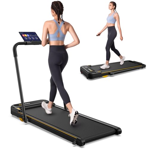 UREVO Under Desk Treadmill, Walking Pad Treadmill for Home/Office, 2.25HP 2 in 1 Folding Treadmill with Remote Control, APP and LED Display 265 lbs Weight Capacity