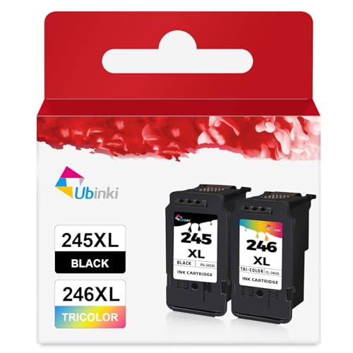 Ubinki Compatible Ink Cartridge Replacement for 245XL 246XL (Black Color,2-Pack) 245 246 PG245 CL246 XL to MX490 TR4520 TS3322 TR4522 TR4500 TS3122 TS3300 MX492 MG2522 TS3320 TS3100 Printer