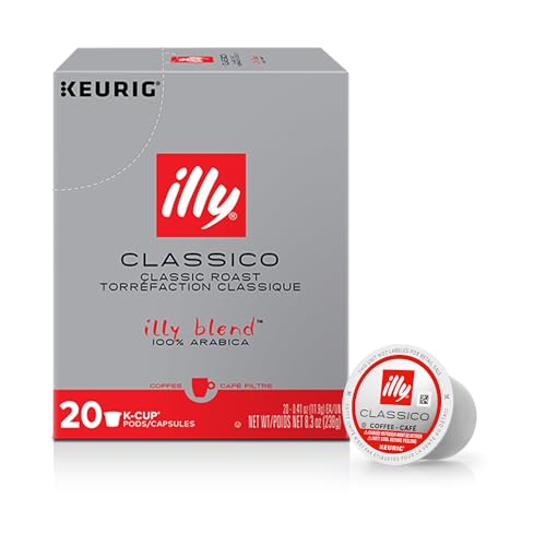Illy Coffee K Cups - Coffee Pods For Keurig Coffee Maker – Classico Roast - Caramel, Orange Blossom & Jasmine - Mild, Flavorful & Balanced Flavor Pods of Coffee - No Preservatives – 20 Count