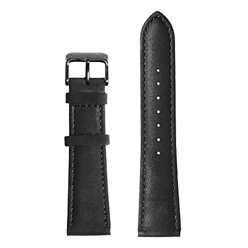 ARMOGAN Genuine Suede Leather Watch Strap - SC11B - Black - Black Stainless Buckle - Men's Wristwatch Band - 22mm Width