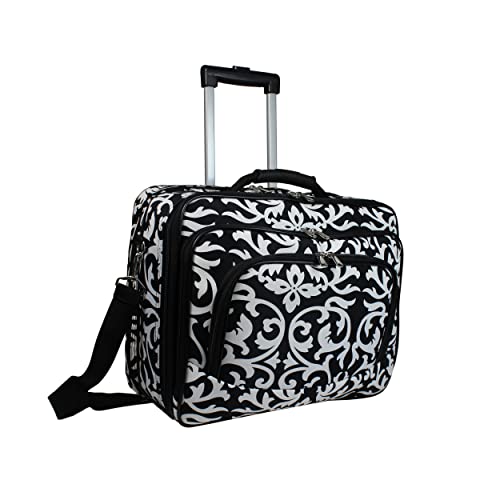 World Traveler Rolling 17-Inch Laptop Briefcase Computer Case, Black Trim Damask, One Size