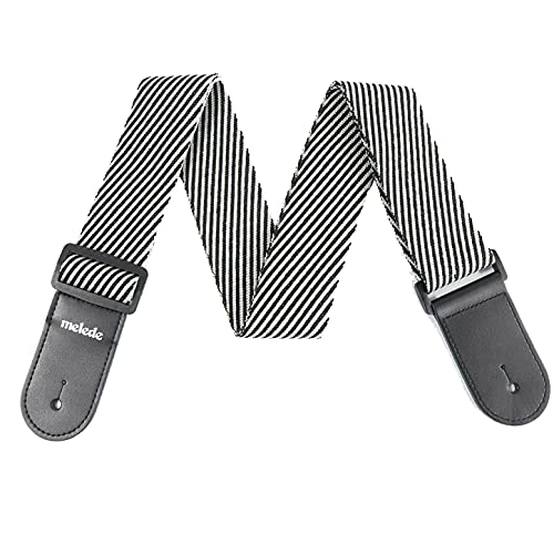 Soft And Comfortable Guitar Strap Black White Woven W/FREE BONUS. Awesome Christmas Gift for Men & Women Guitarists