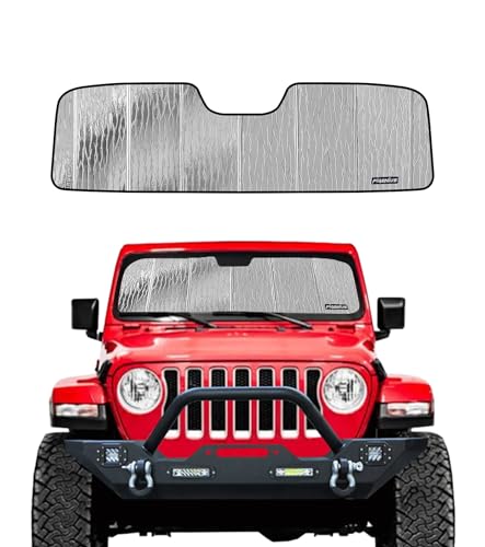 Pigenius Windshield Sun Shade for 2018-2024 Jeep Wrangler JL, 2020-2024 Jeep Gladiator Custom Front Window Sunshade - AstraGuard