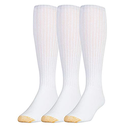 GOLDTOE Men's Ultra Tec Performance Over-The-Calf Athletic Socks, Multipairs, White (3-Pairs), Large