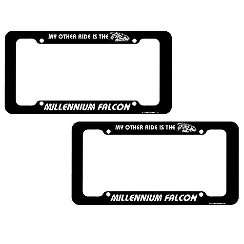 CHROMA Black Star Wars Millennium Falcon License Plate Frame Assembly - One Pair