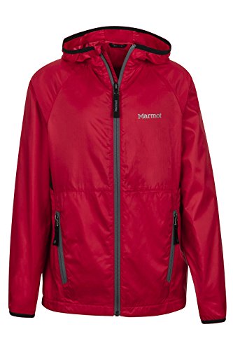 Marmot Ether Boys' Lightweight Hooded Windbreaker Jacket, Team Red, Small