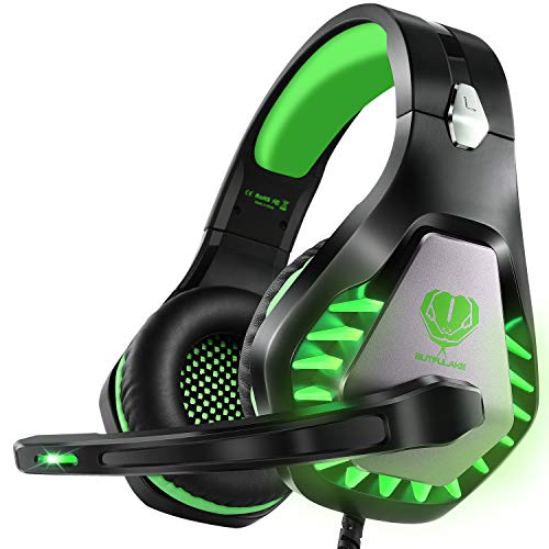 ENVEL Gaming Headset with Microphone for PS5 Xbox One X S,Surround Sound Stereo for PS4/Nintendo Switch,Noise Cancelling Omnidirectional Microphone,LED Light,Compatible with Mac/PC/Laptop(Green)