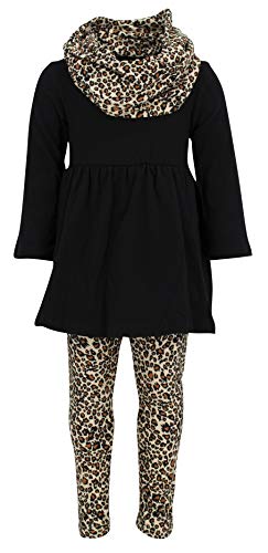 Unique Baby Girls 3 Piece Matching Leopard Print Legging Set (7/XXL, Leopard)