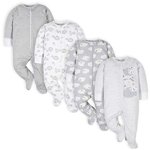 Gerber Unisex Baby 4 Pack 'N Play Footie And Toddler Sleepers, Sheep Grey, 6-9 Months US