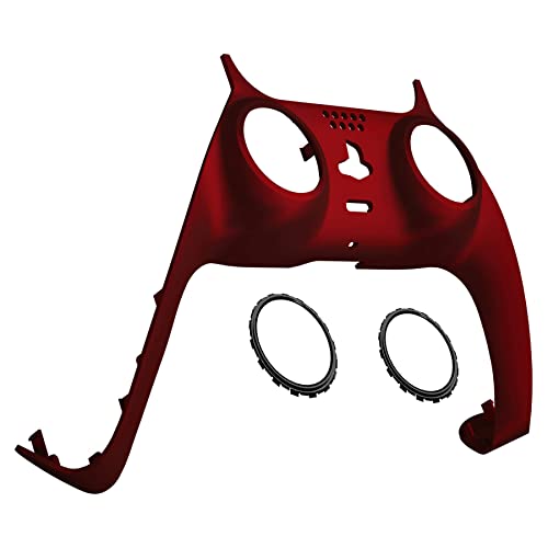 eXtremeRate Scarlet Red Decorative Trim Shell Compatible with ps5 Controller, Soft Touch DIY Replacement Clip Shell, Custom Plates Cover Compatible with ps5 Controller with Accent Rings