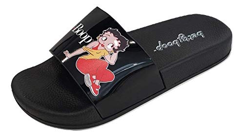 Betty Boop Women's Flip Flop Sandal Thong (Black Boop/Size 9)