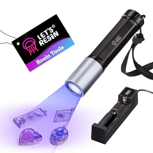 LET'S RESIN UV Light for Resin Curing, Portable Mini 365nm UV Flashlight Black Light, Faster Cure LED Waterproof UV Lamp Rechargeable for Resin Molds, Pet Urine, Dry Stains, Bed Bug