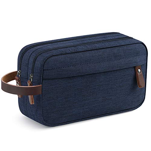 TOUPONS Men's Travel Toiletry Organizer Bag Dopp Kit, Bathroom Bags (Blue Water-resistant)