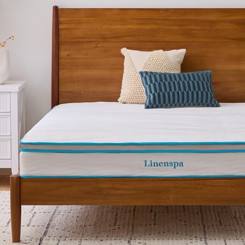 Linenspa 8 Inch Memory Foam and Spring Hybrid Mattress - Medium Firm Feel - Bed in a Box - Quality Comfort and Adaptive Support - Breathable - Cooling - Guest and Kids Bedroom - Queen Size